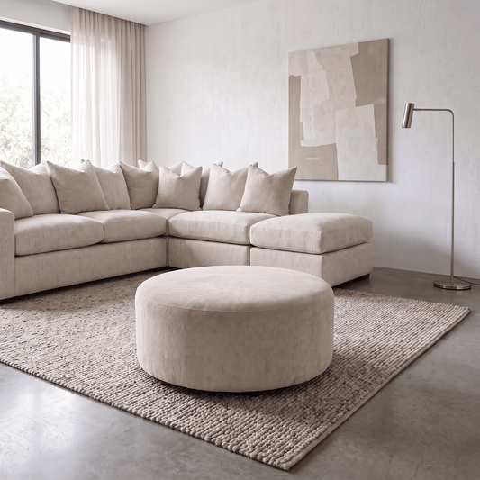 Furniture  -  Amara Round Footstool - Cream  -  60487622