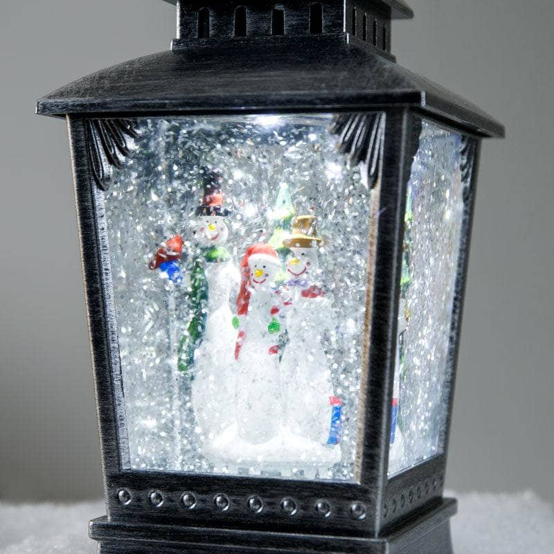 Antique Christmas Snowman Water Spinner Lantern - 24cm