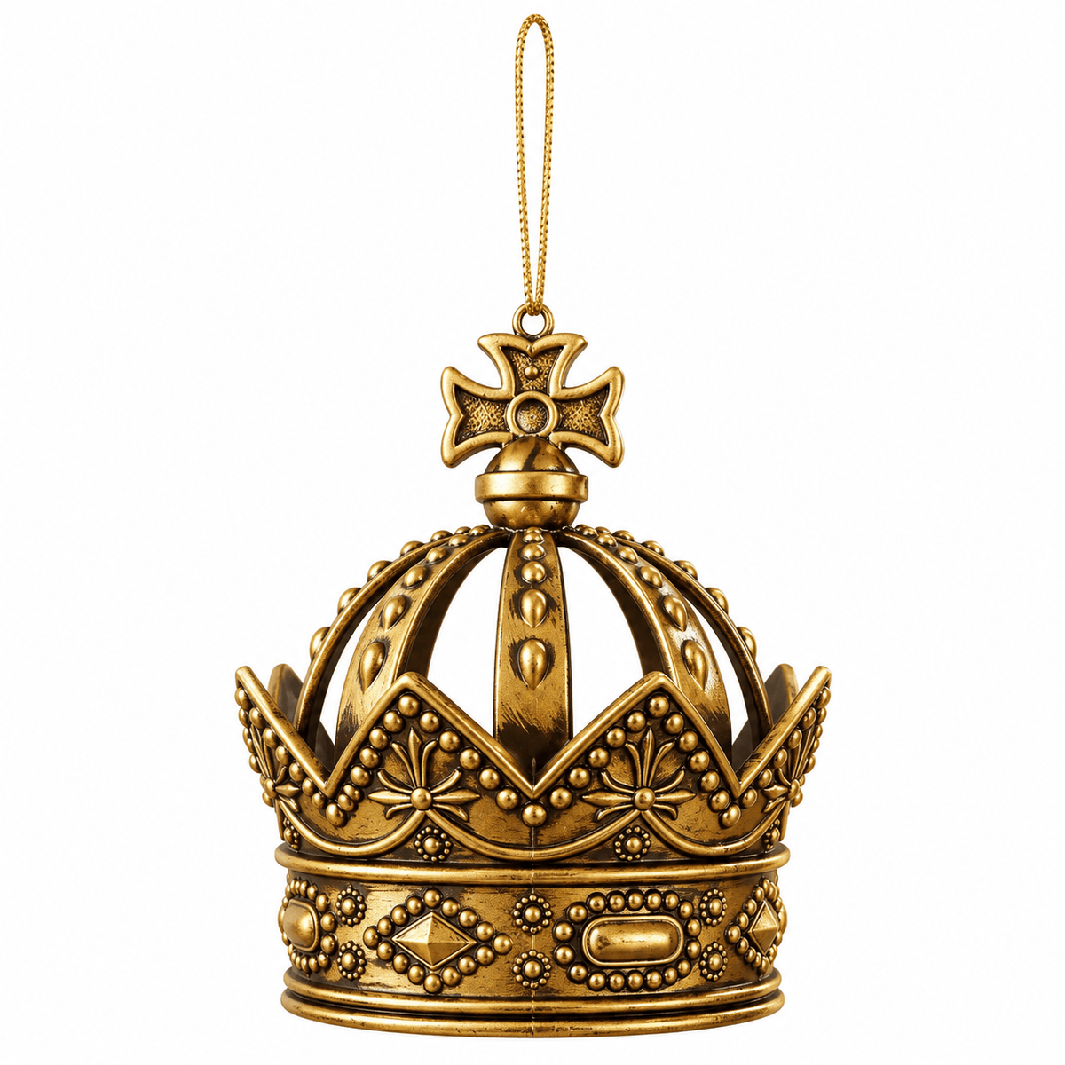 Christmas  -  Regal Crown Tree Ornament – Antique Gold – 15cm  -  60486205