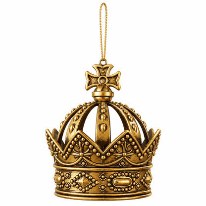 Christmas  -  Regal Crown Tree Ornament – Antique Gold – 15cm  -  60486205