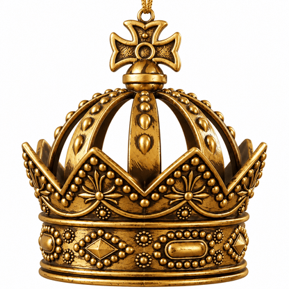 Christmas  -  Regal Crown Tree Ornament – Antique Gold – 15cm  -  60486205