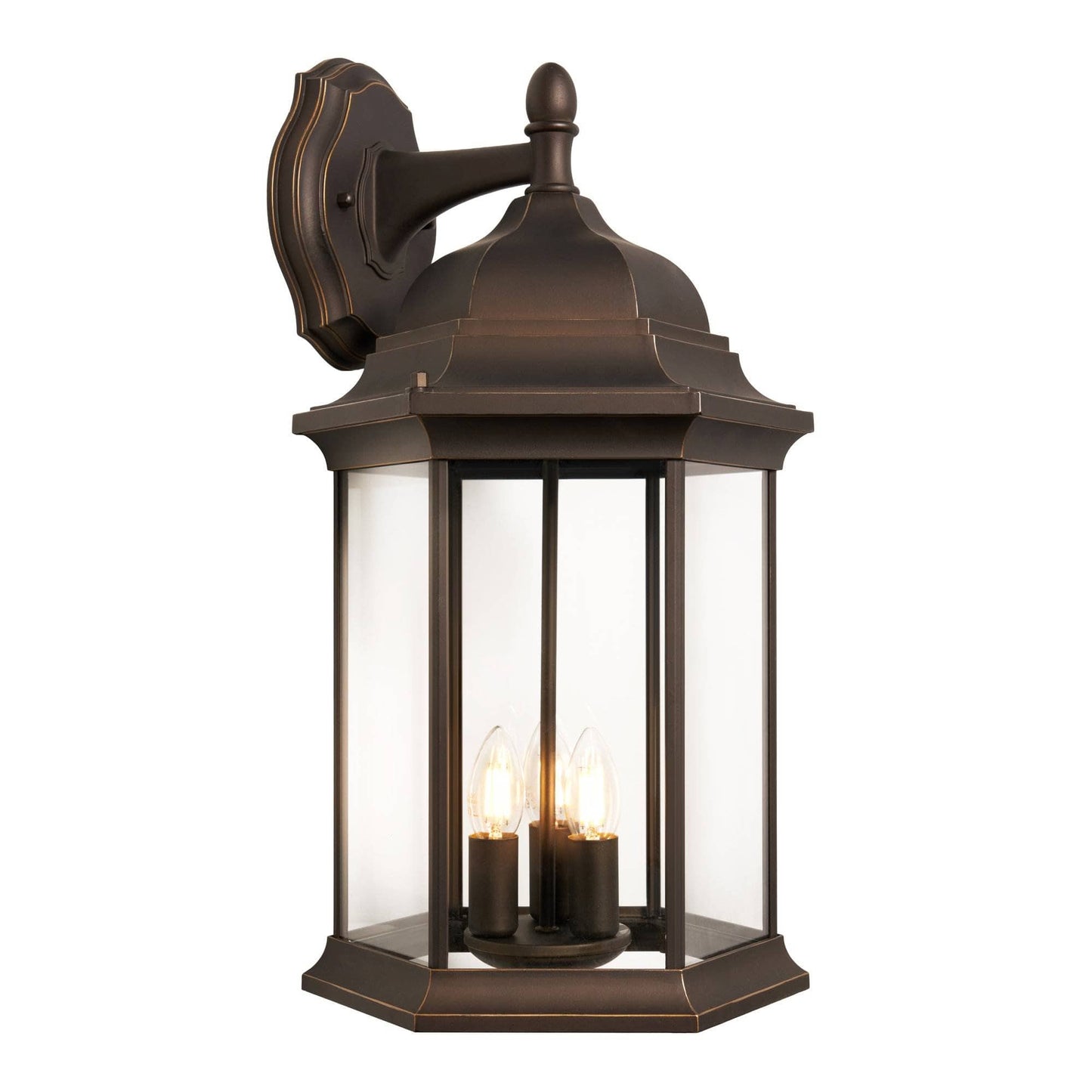 Ardley Outdoor Lantern Wall Light Bronze side view with classic wall mounting plate