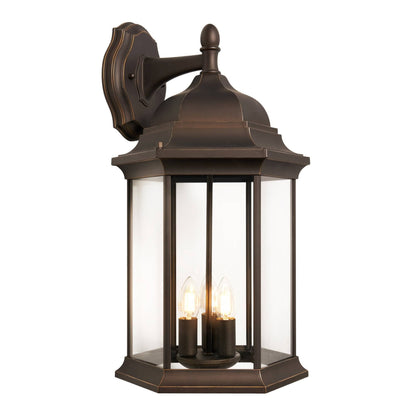 Ardley Outdoor Lantern Wall Light Bronze side view with classic wall mounting plate