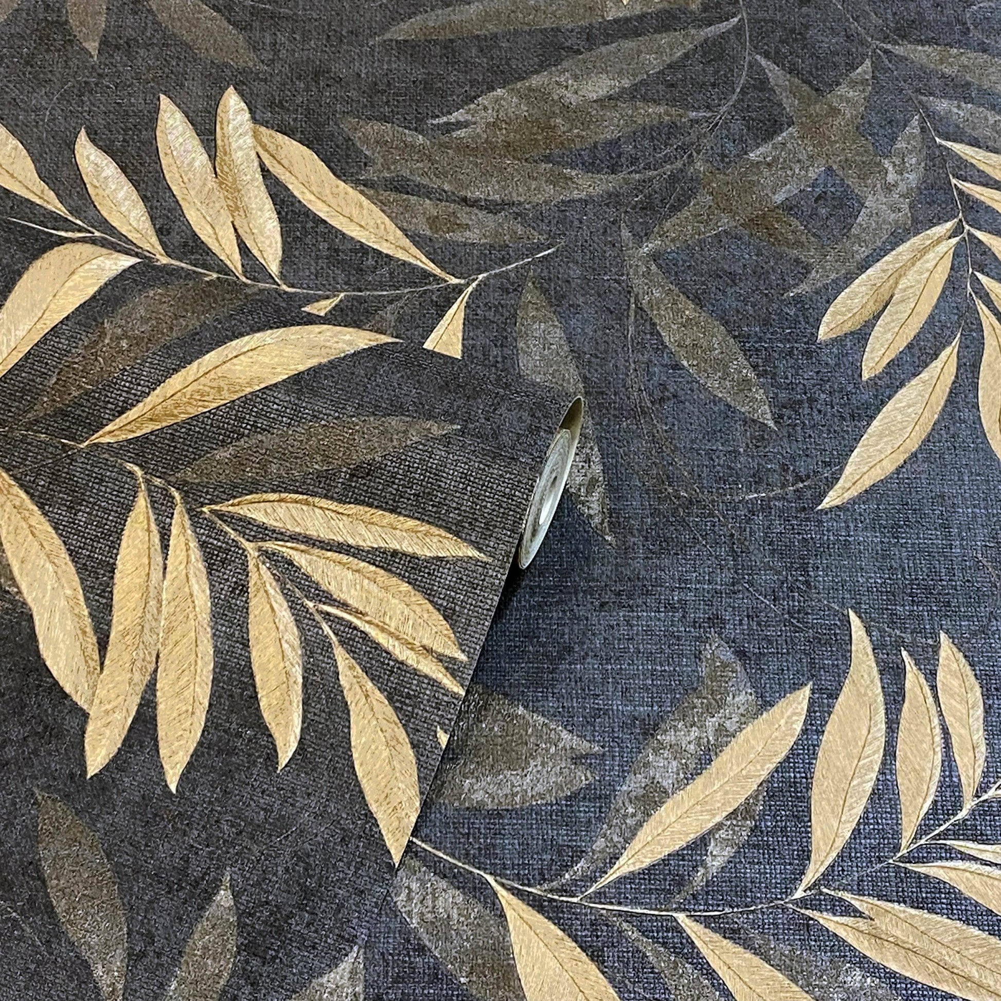 Wallpaper  -  Arthouse Luxury Navy Leaf Wallpaper - 299301  -  60003803