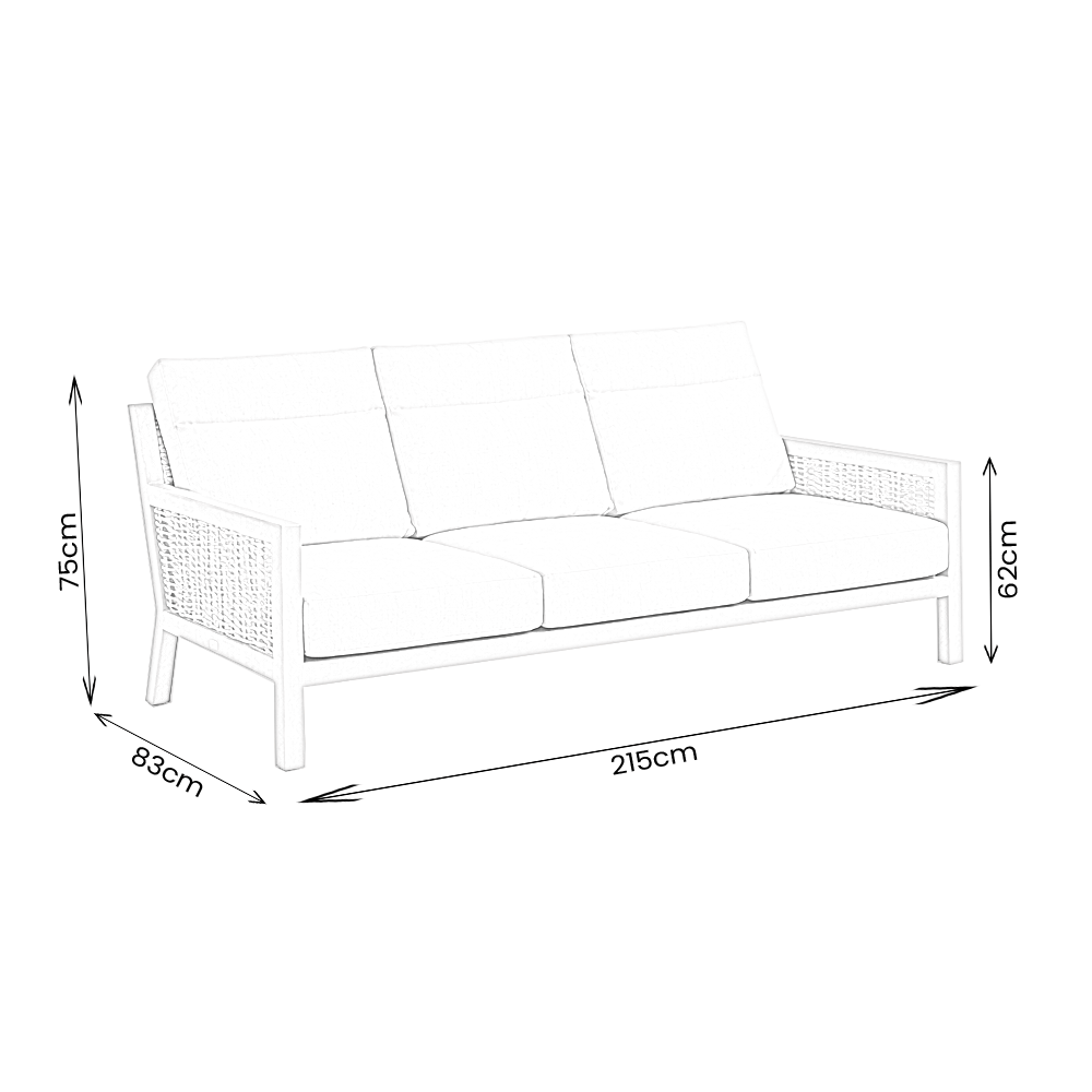 Gardening  -  Ascot Lounge Set 3 Seater - Grey  -  60064271