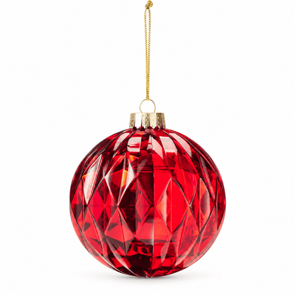 Christmas  -  Assorted Red Embossed Bauble - 12cm  -  60487825