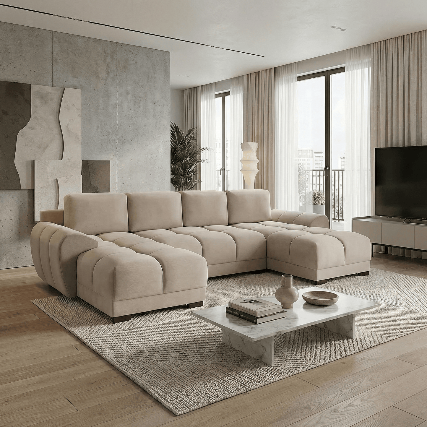 Furniture  -  Baltimore U Shape Sofa - Mocha  -  60450813