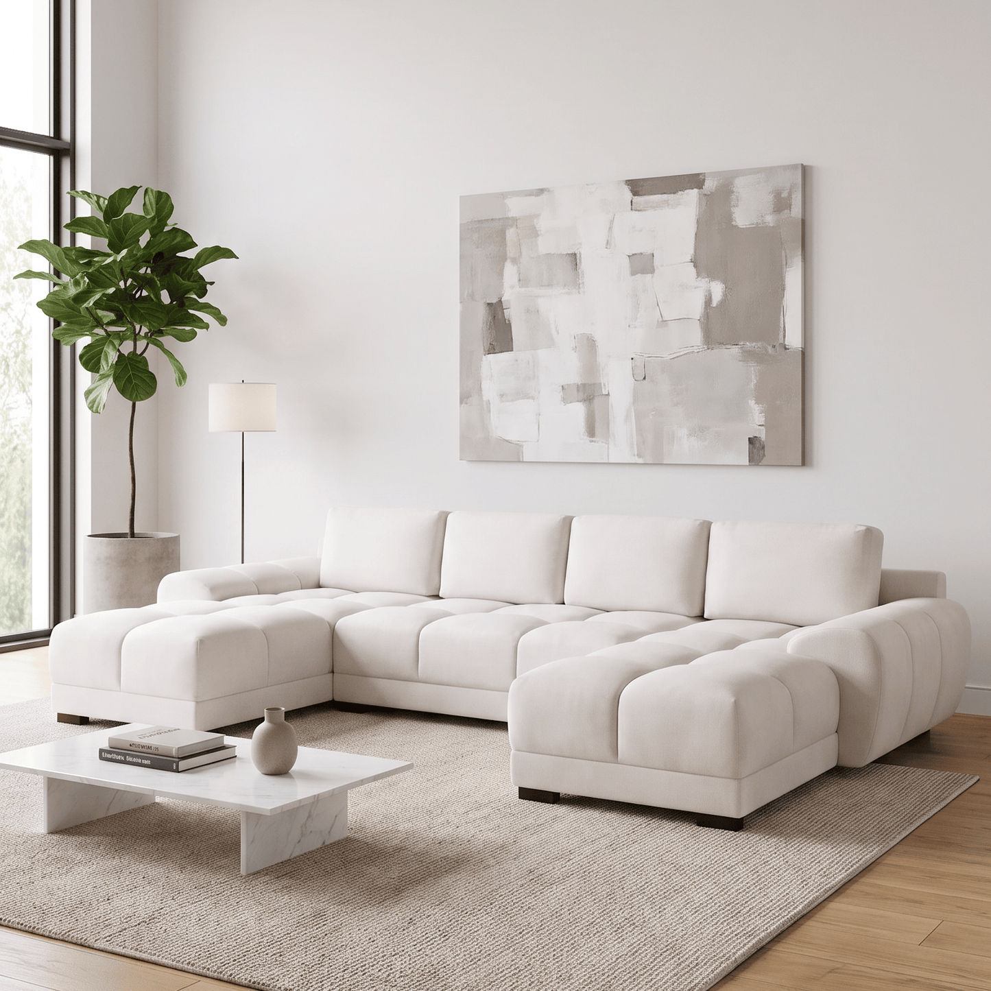 Furniture  -  Baltimore U-Shaped Sofa  - Cream (Special Order)  -  60450814