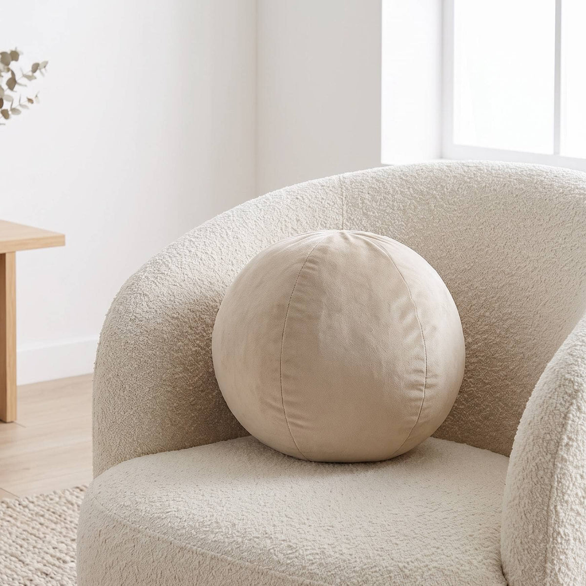 Homeware  -  Beige Ball Cushion - 30cm  -  60484621
