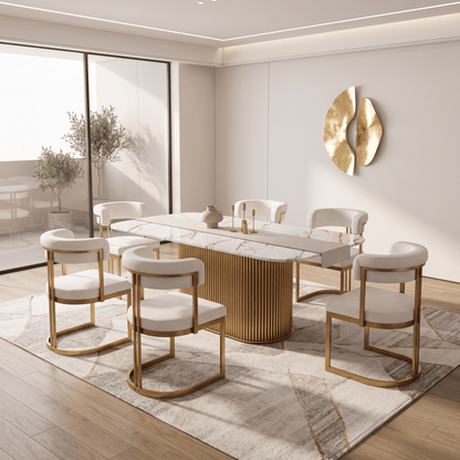 Furniture  -  Bellano Gold 2m Dining Table & Gold Darcy Chairs  - 