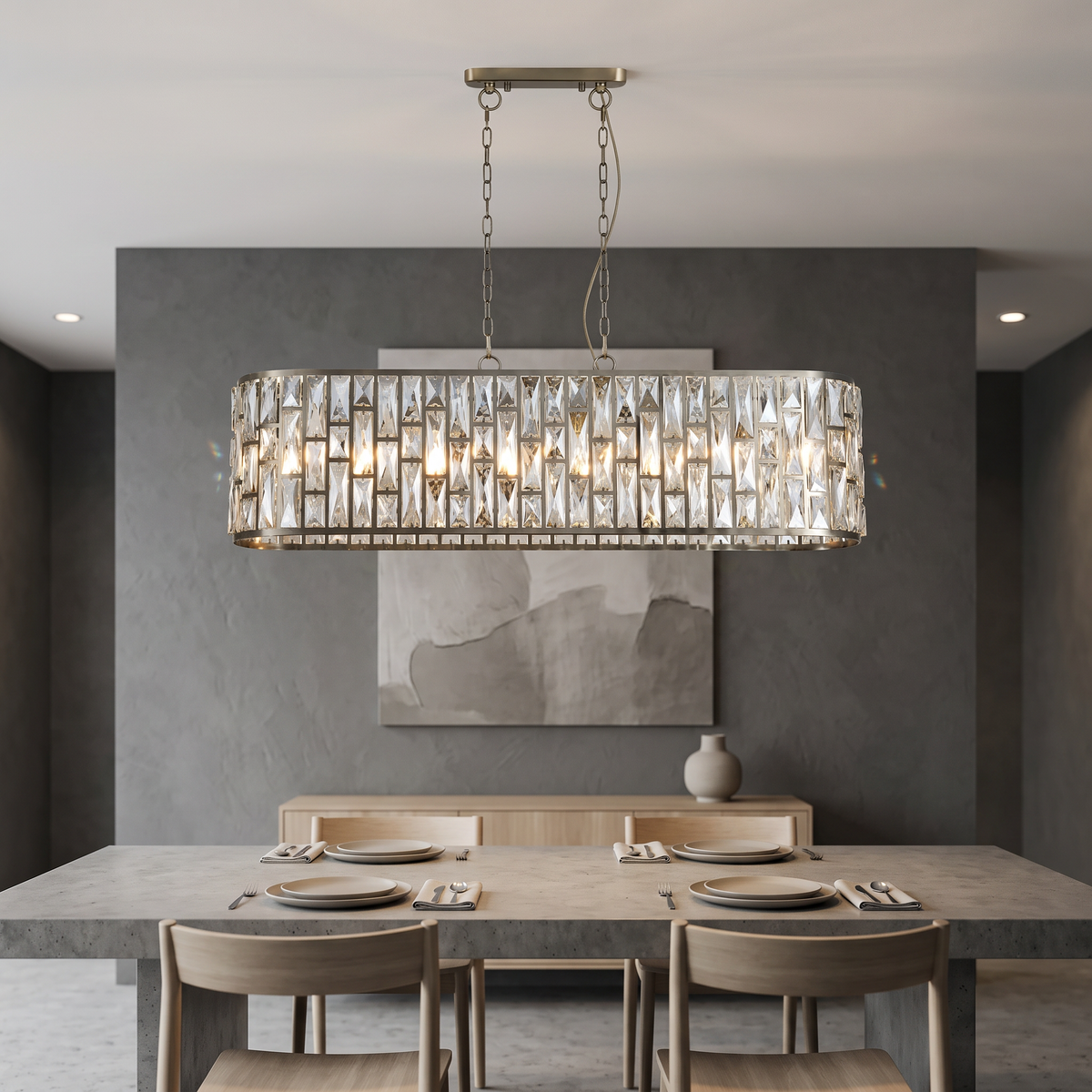 Bijou 8 Light Oval Diner Pendant Ceiling Light