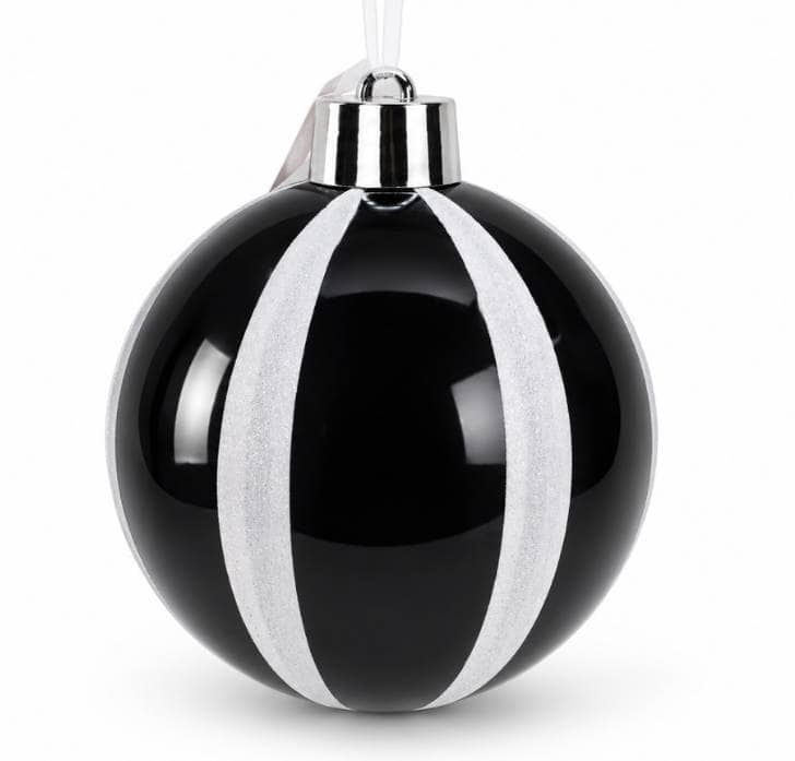 Christmas  -  Black & White Glitter Wide Glitter Stripe Bauble - 20cm  -  60486242