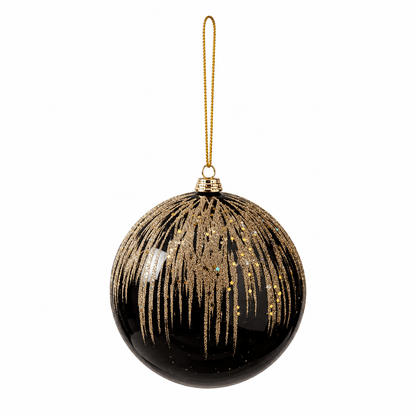 Christmas  -  Black & Gold Glitter Drip Bauble - 15cm  -  60486207