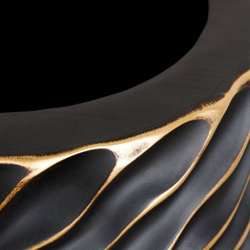 Homeware  -  Black & Gold Ripple Vase - 67cm  -  60008149