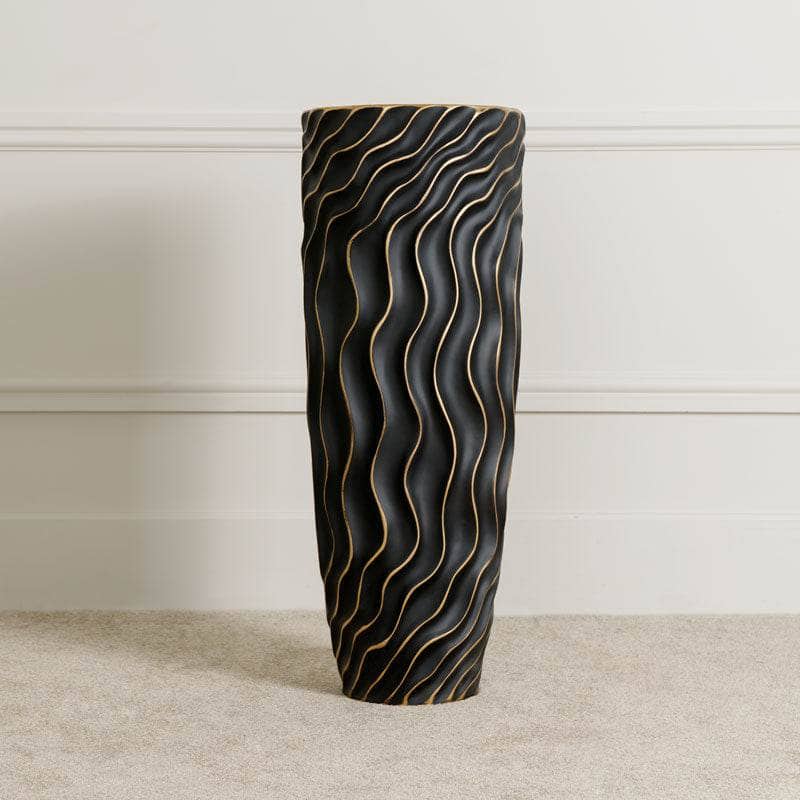 Homeware - Black & Gold Ripple Vase - 90cm  -  60008151
