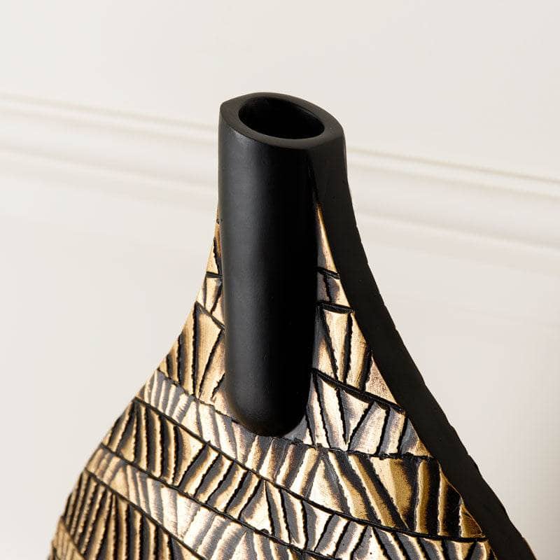 Homeware - Black & Gold Round Tribal Pattern Vase - 46.5cm  -  60008143
