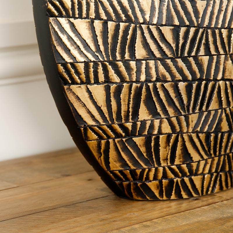 Homeware -  Black & Gold Round Tribal Pattern Vase - 57cm -  60008141