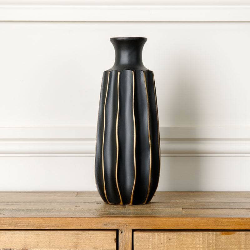  -  Black & Gold Striped Vase - 35.5cm  -  60008145