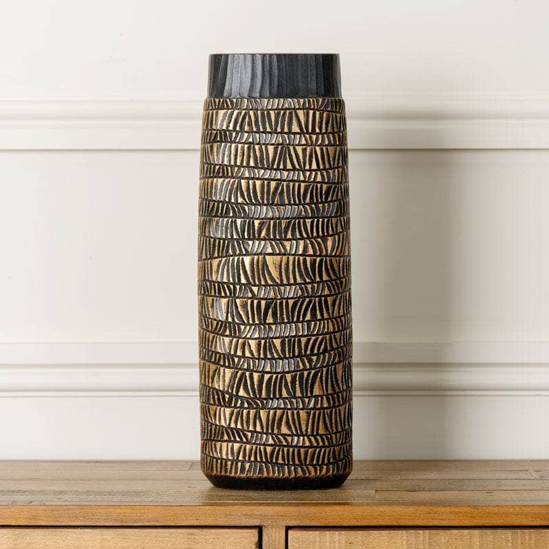 Homeware  - Black & Gold Tribal Pattern Vase - 50cm -  60008137