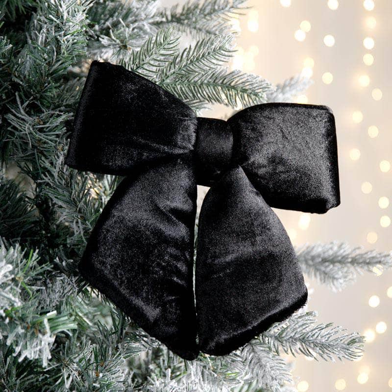 Christmas  -  Black Plush Bow Decoration - 28cm  -  60008648