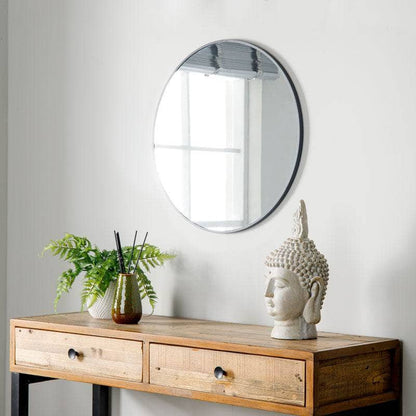 Black Round Wall Mirror - 60cm-  60008284