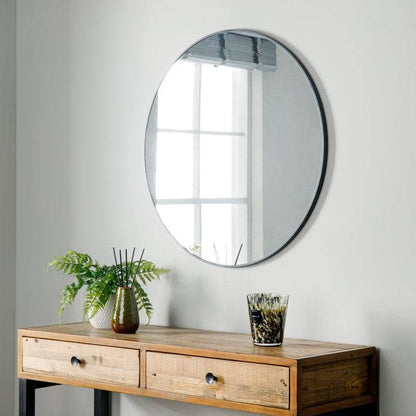 Mirrors  -  Black Round Wall Mirror - 80cm  -  60008286