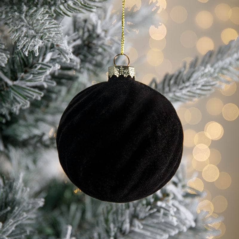 Christmas  -  Black Velvet Christmas Bauble - 8cm  -  60008628