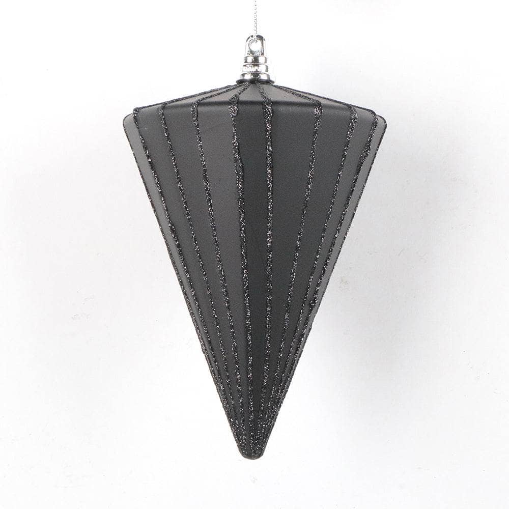 Black Vertical Striped Cone Christmas Decoration - 6" -  60006864