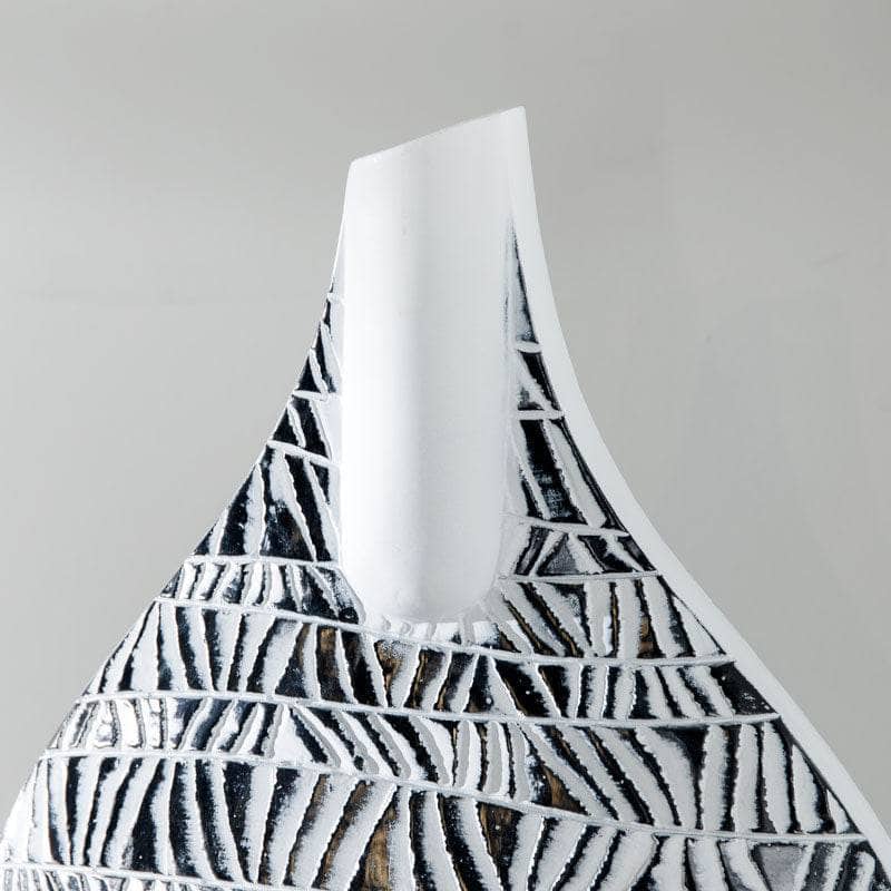 Homeware - Black & White Round Tribal Pattern Vase - 46.5cm  -  60008142