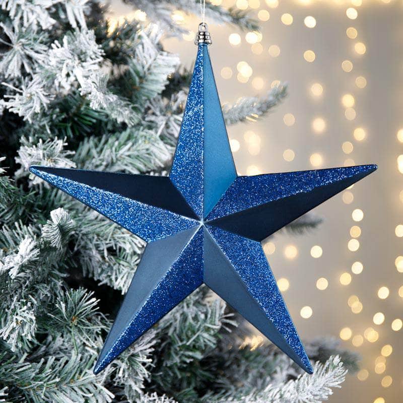 Christmas  -  Blue Star Christmas Decoration - 12"  -  60006804