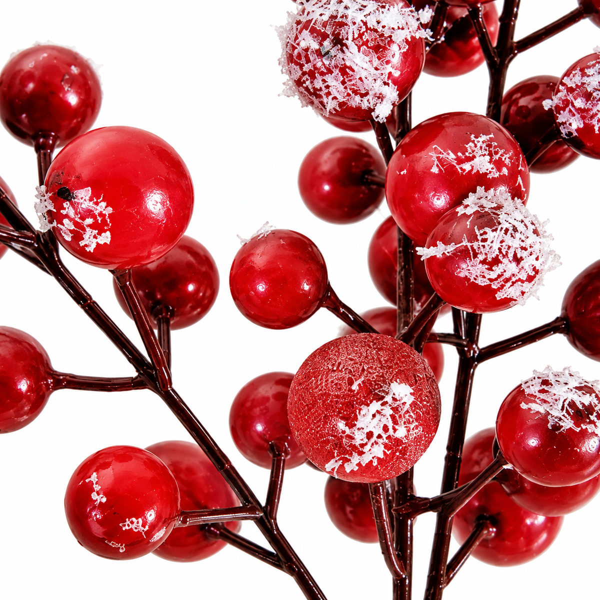 Burgundy Berry Pick - 22cm close-up of snow-dusted red Christmas berries