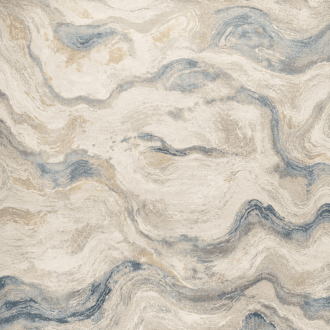 Canyon Blue & Cream Wave Rug - Multiple Sizes
