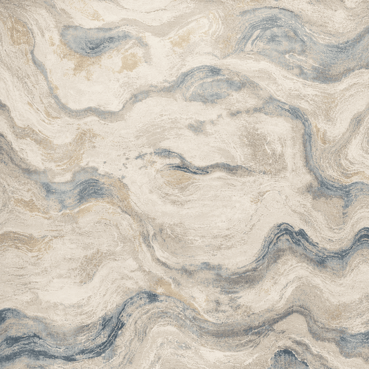 Rugs  -  Canyon Blue & Cream Wave Rug - Multiple Sizes  - 