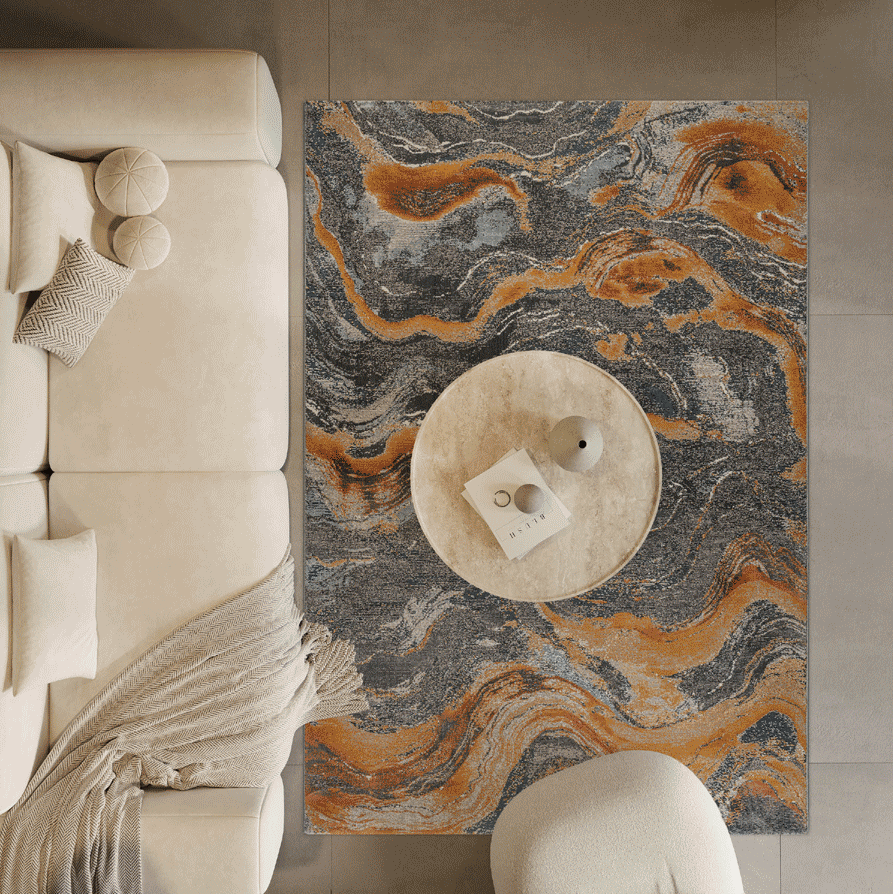 Rugs  -  Canyon Wave Blue & Cream - Multiple Sizes  - 