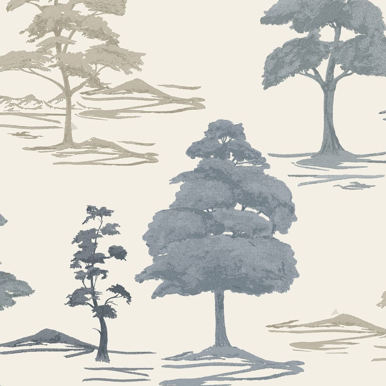 Wallpaper  -  Belgravia Carlotta Tree Blue/Cream Wallpaper - 9036  -  60485253