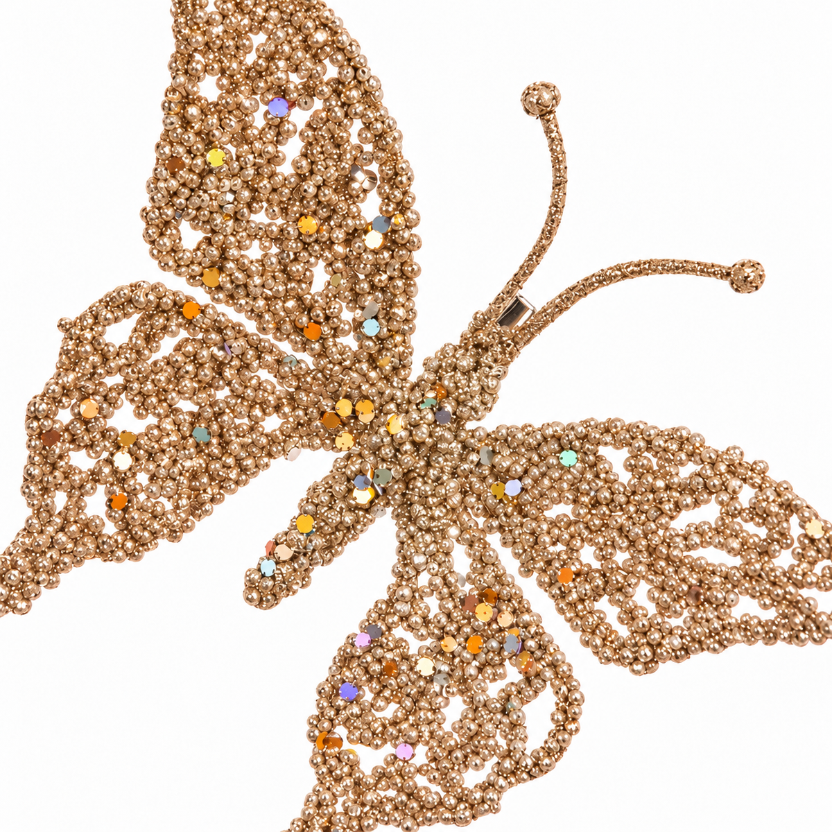 Champagne Glitter Butterfly Clip 18cm close-up festive Christmas decoration