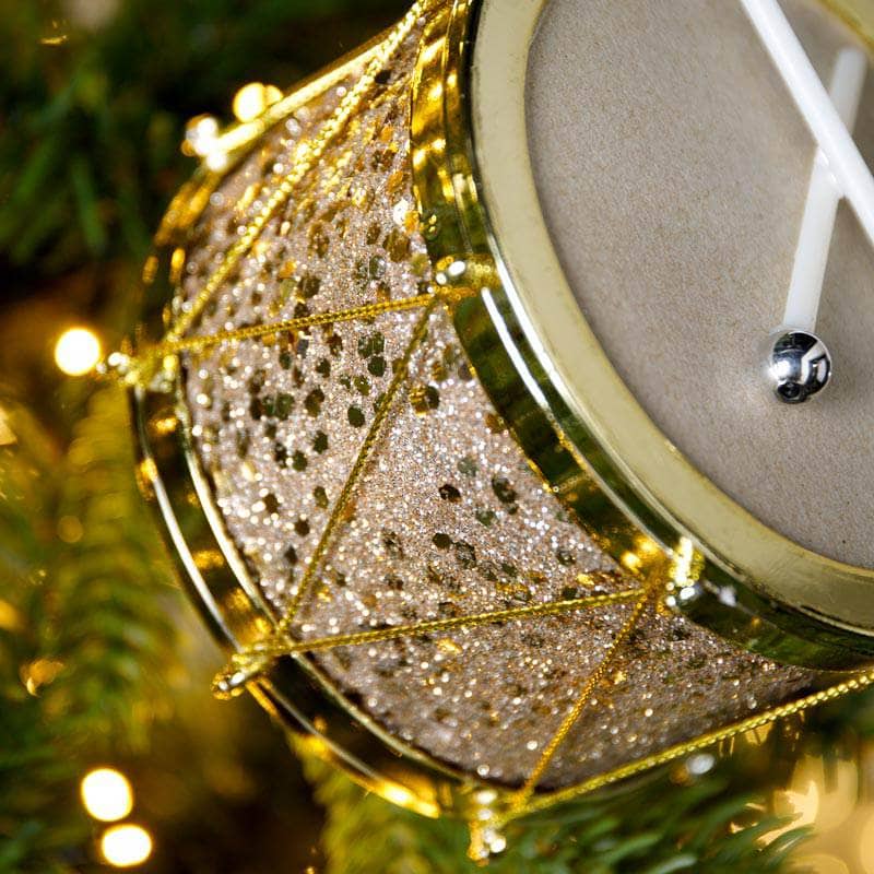 Champagne Glitter Drum Christmas Decoration