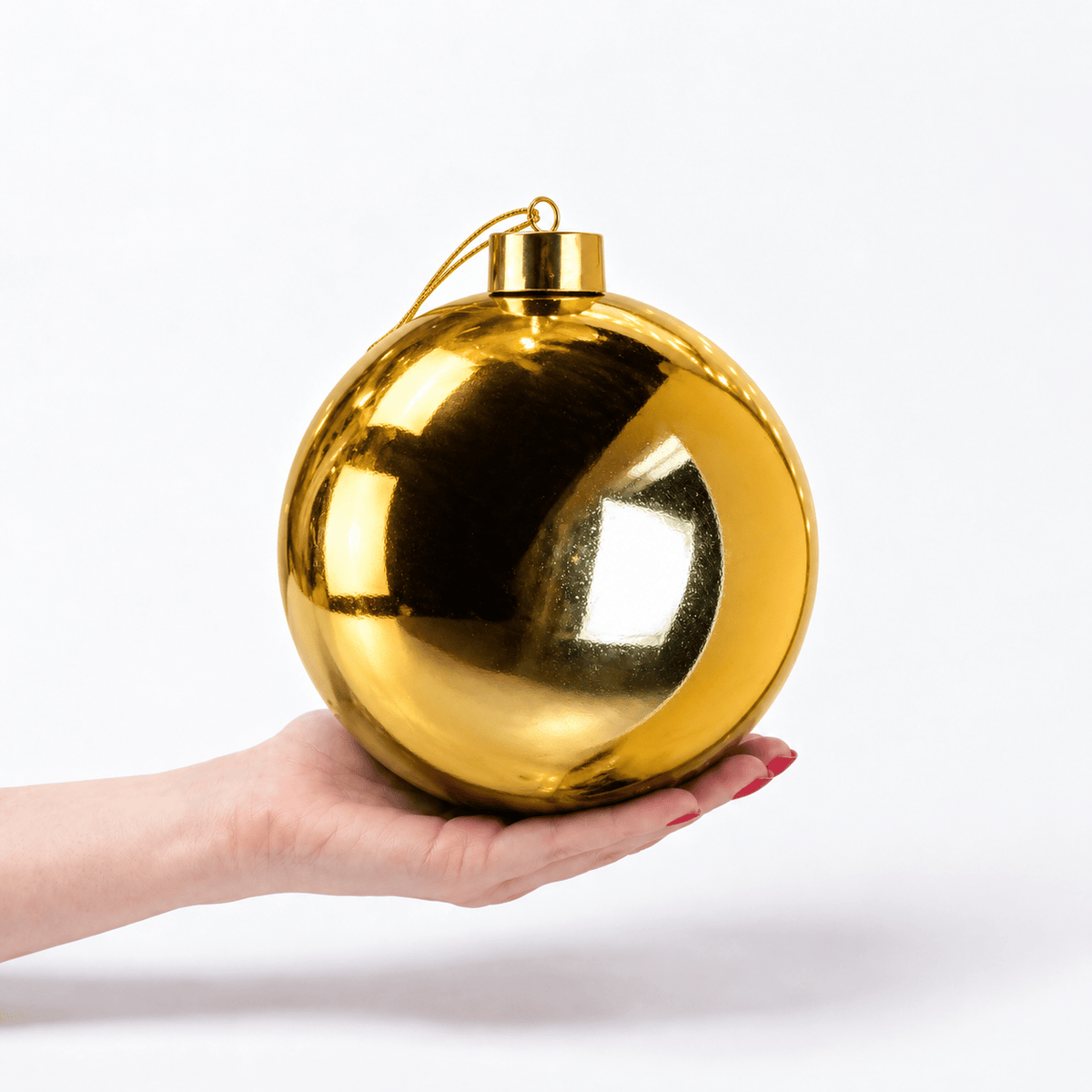 Christmas  -  Champagne Shiny Large Bauble - 20cm  -  60011127
