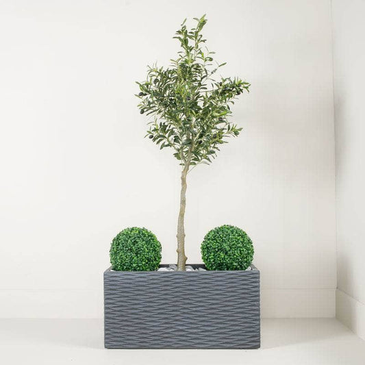 Gardening  -  Charcoal Rectangle Fibre Clay Pot - 80cm  -  60008410