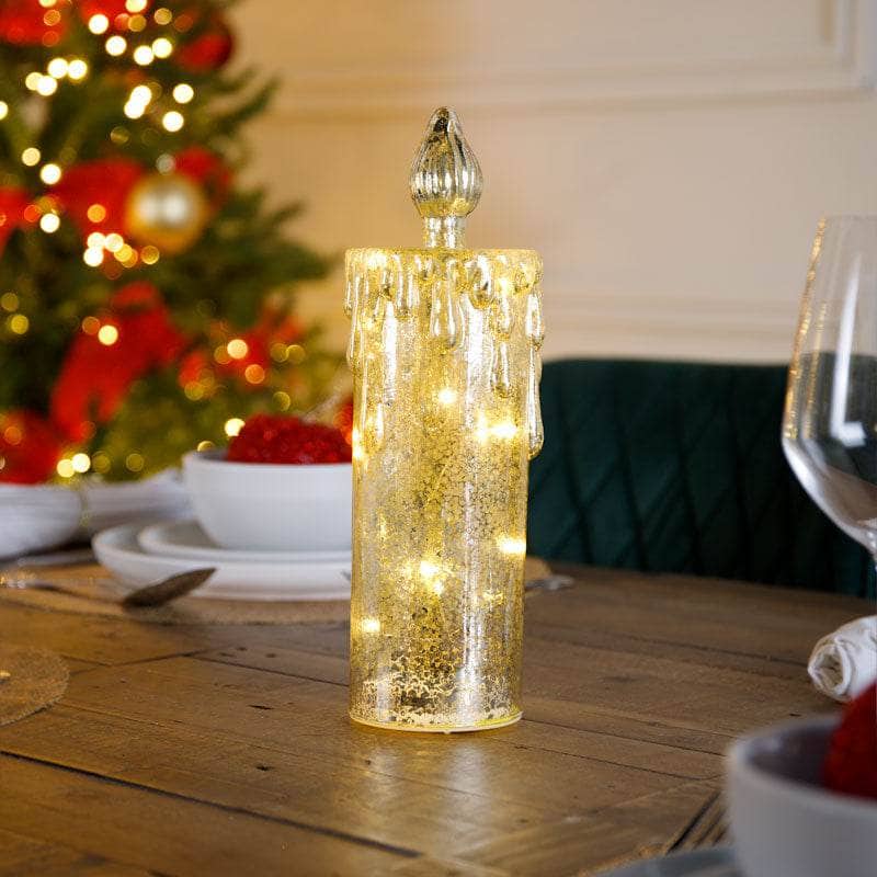 Christmas  -  Champagne LED Glass Candle Ornament - 34cm  -  60008627