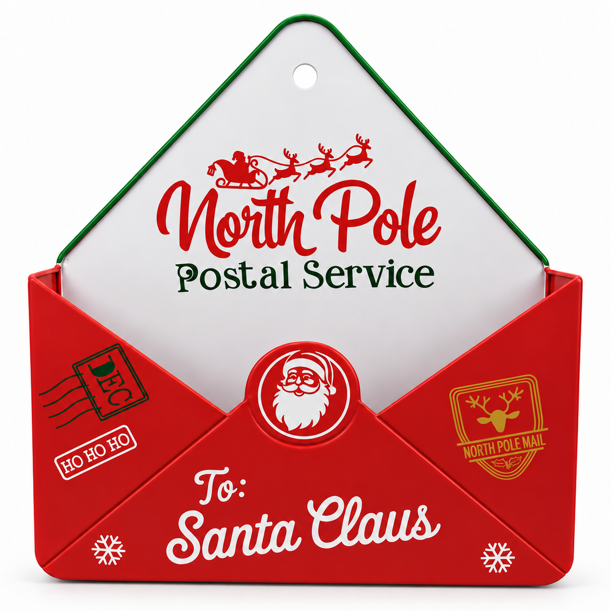 Christmas Envelope Mailbox 34cm red North Pole Postal Service Santa letter box decoration