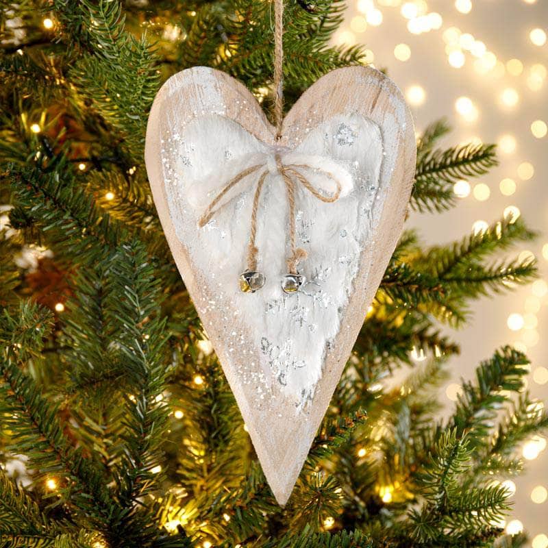 Christmas  -  Chunky Wooden Heart Christmas Decoration - 25cm  -  60004699