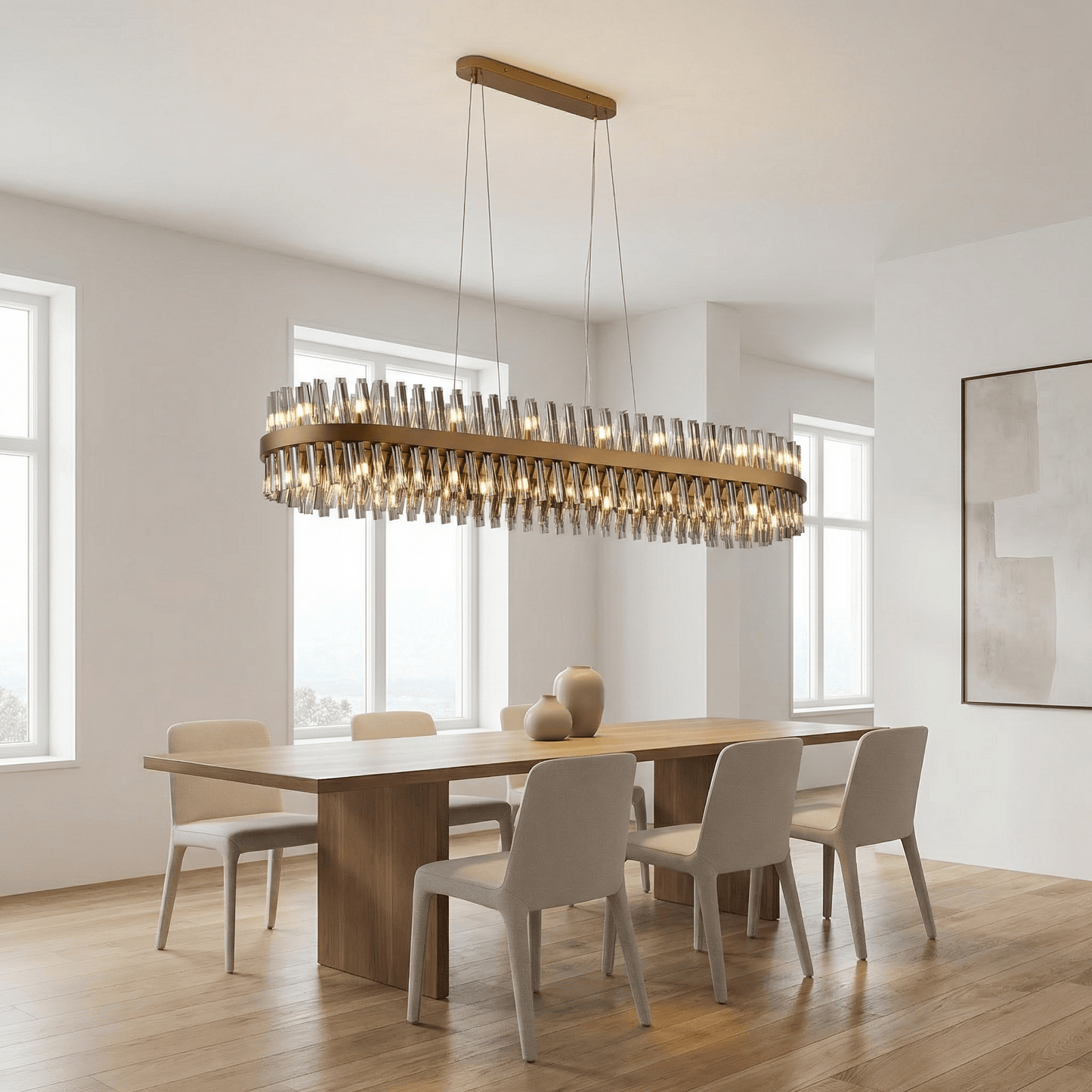 Lights  -  Dresden P004-36BR 36 Light Oval Pendant Ceiling Light - Bronze & Smoked Glass  -  60485723