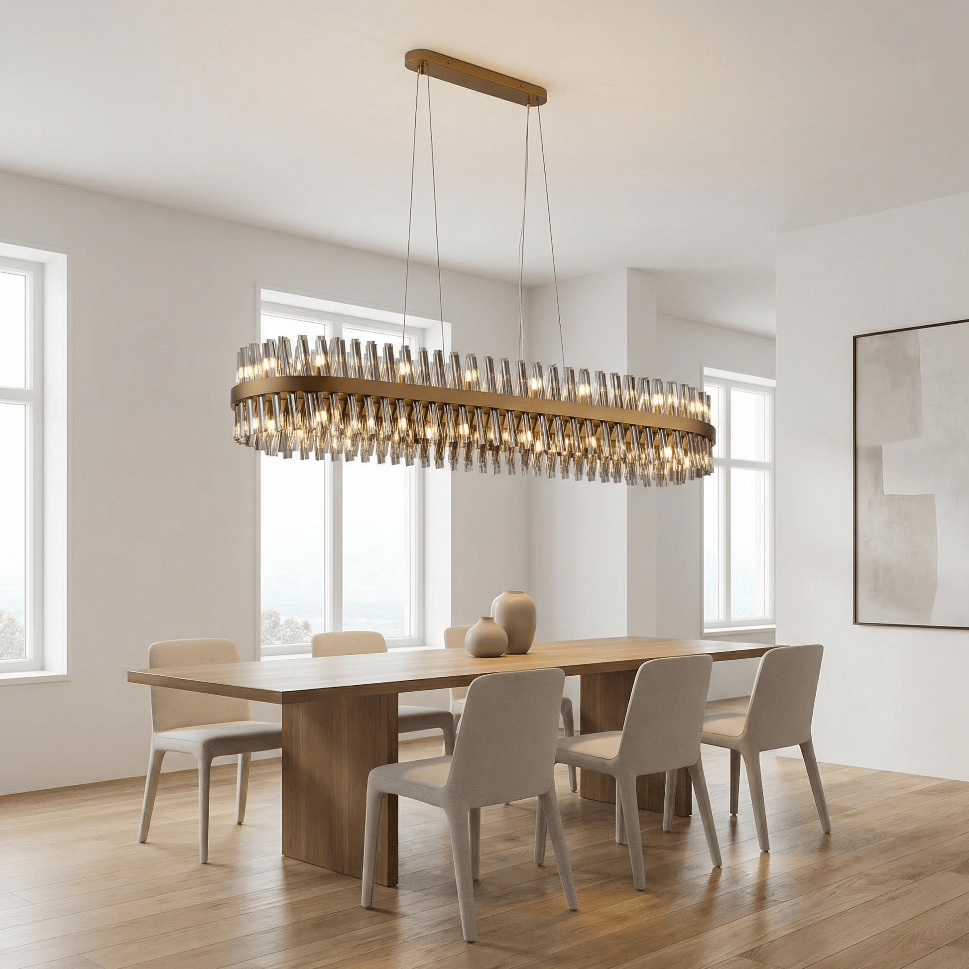 Lights  -  Dresden P004-36BR 36 Light Oval Pendant Ceiling Light - Bronze & Smoked Glass  -  60485723