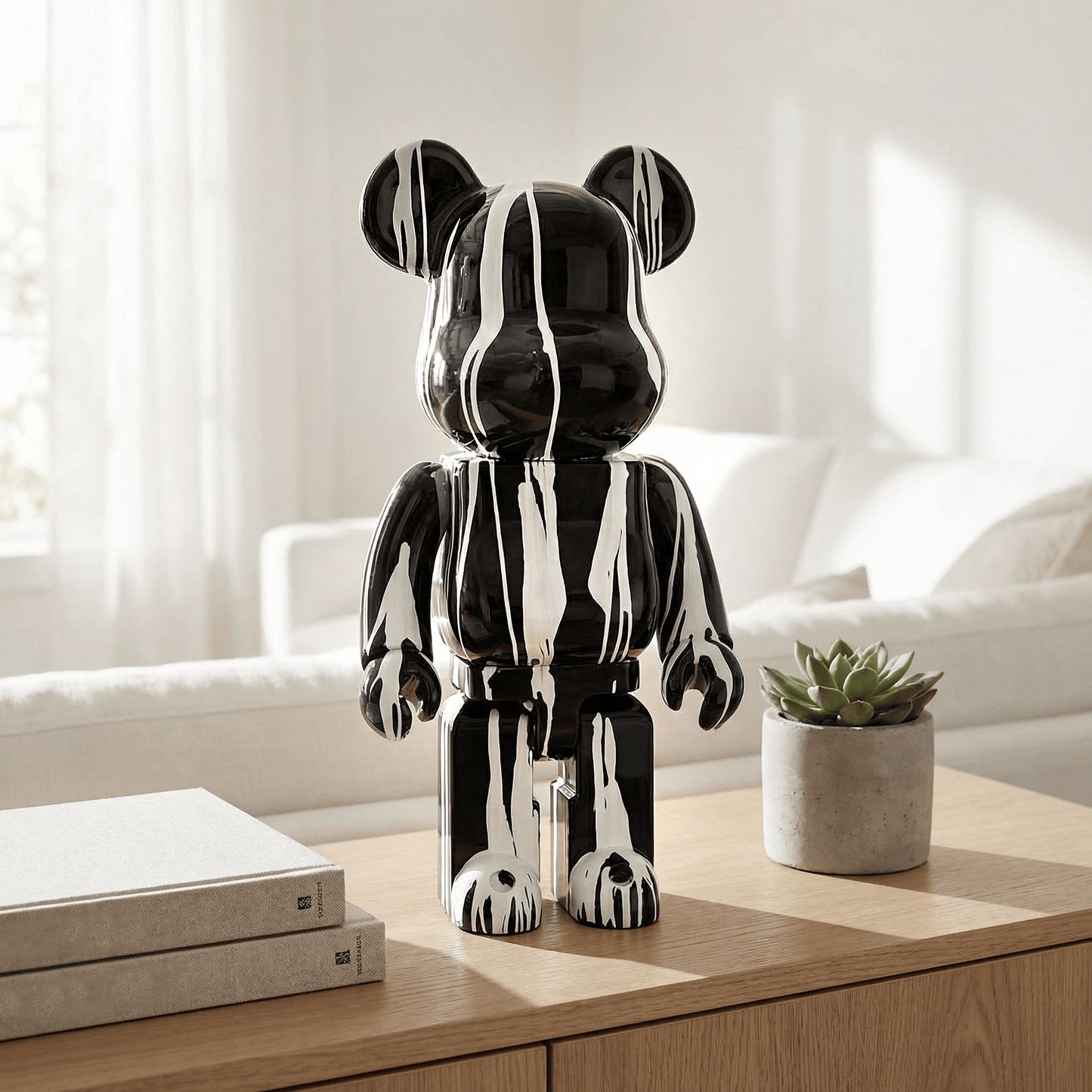 Homeware  -  Black Standing Mickey Bear with White Paint - 69cm  -  60484405