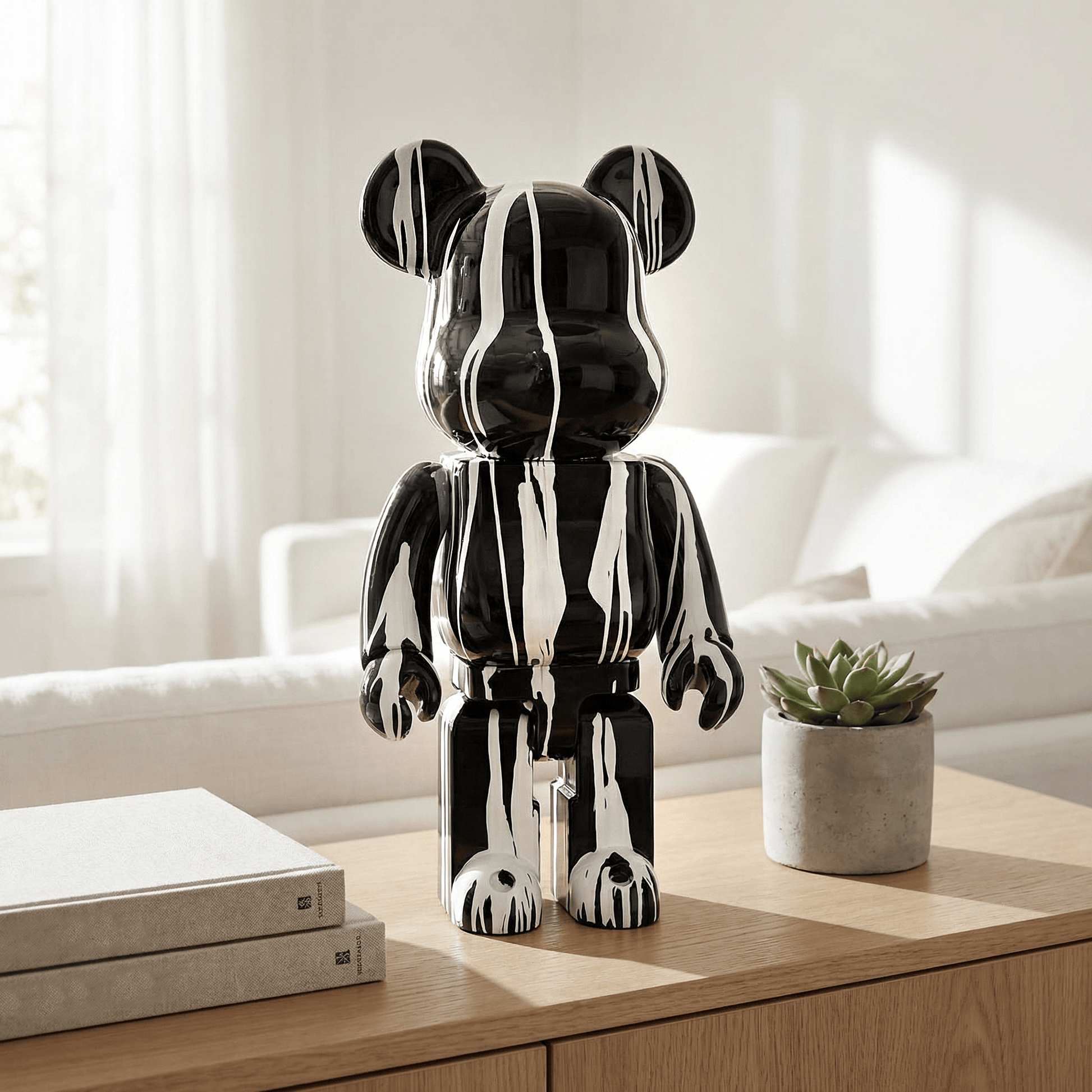Homeware  -  Black Standing Mickey Bear with White Paint - 69cm  -  60484405