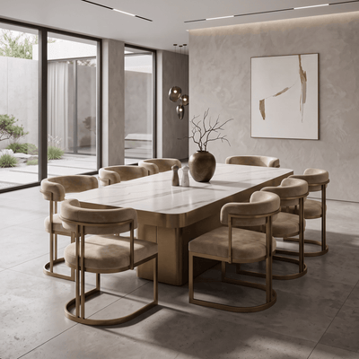 Poppy Dining Table & Darcy Dining Chairs - Bronze