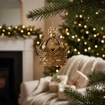 Christmas  -  Regal Crown Tree Ornament – Antique Gold – 15cm  -  60486205