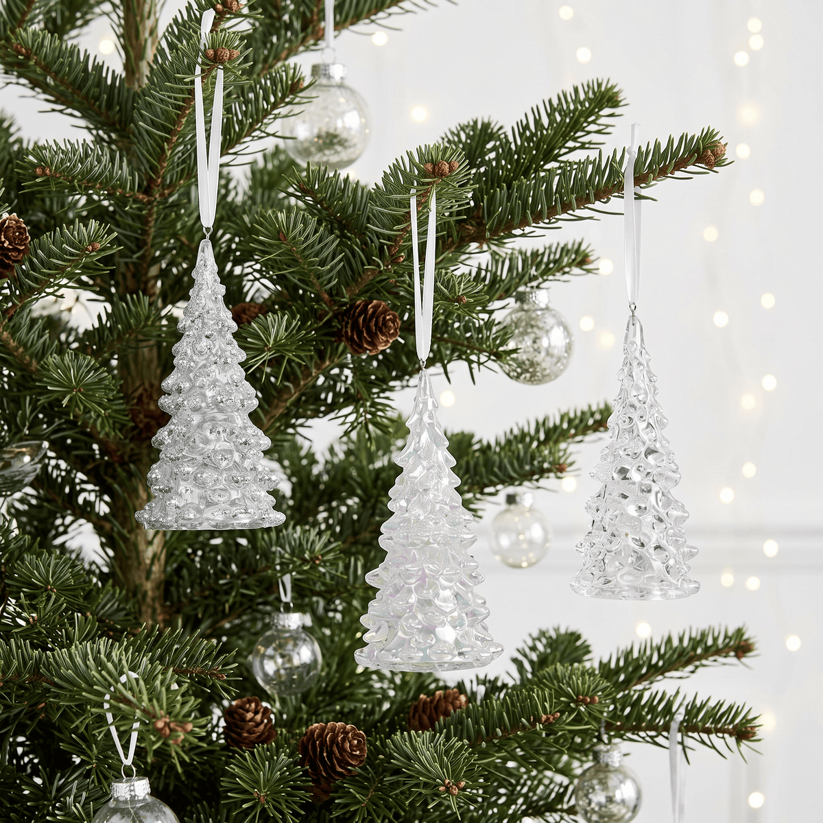 Christmas  -  Assorted Transparent Glitter Tree Ornament - 12cm  -  60487498