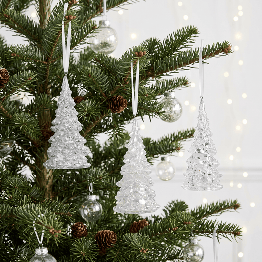 Christmas  -  Assorted Transparent Glitter Tree Ornament - 12cm  -  60487498